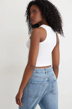 Dynamite Tedi Ribbed Tank Top White Cheap