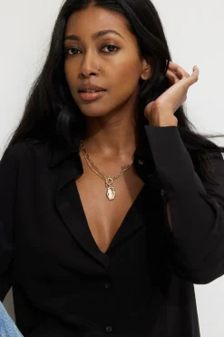 Dynamite Toggle & Pebble Chain Link Necklace Yellow Hot