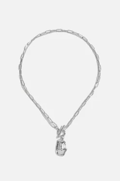 Dynamite Toggle & Pebble Chain Link Necklace Gray Best Sale