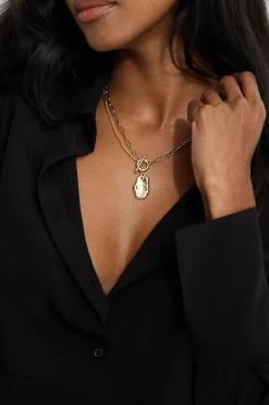 Dynamite Toggle & Pebble Chain Link Necklace Yellow Hot