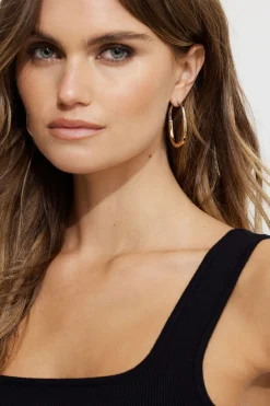 Dynamite Two-Tone Hoop Earrings Pink Sale