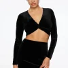 Dynamite Velvet Deep V-Neck Crop Top Black Best