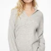 Dynamite V-Neck Polo Sweater Gray New