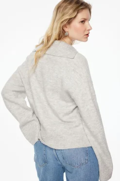 Dynamite V-Neck Polo Sweater Gray New