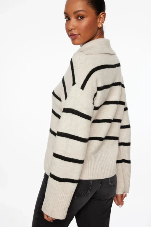 Dynamite V-Neck Polo Sweater Brown Discount
