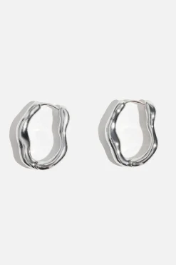 Dynamite Wave Hoop Earrings Grey Clearance