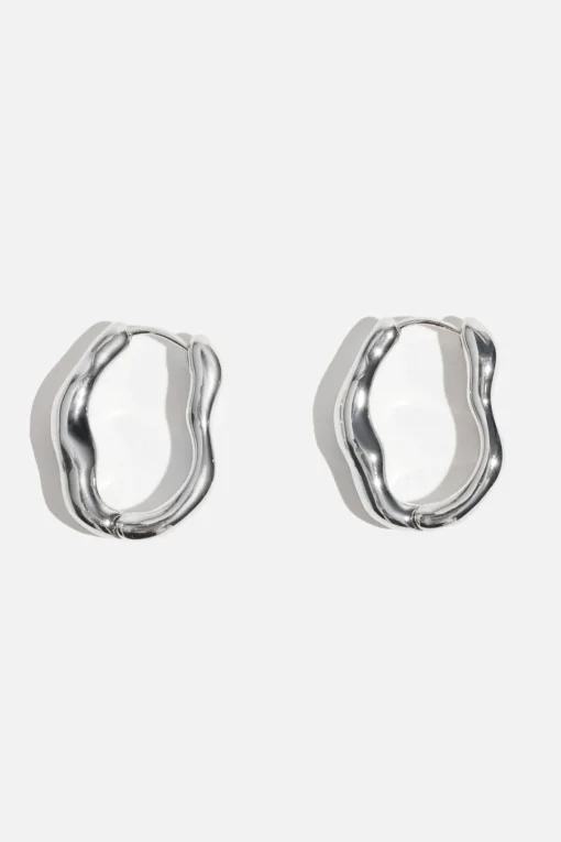 Dynamite Wave Hoop Earrings Grey Clearance