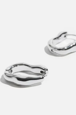 Dynamite Wave Hoop Earrings Grey Clearance